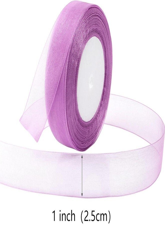 Imprint Light Purple Organza Ribbon for Gifts, 35 Meters, 1 inch Width - Image 2